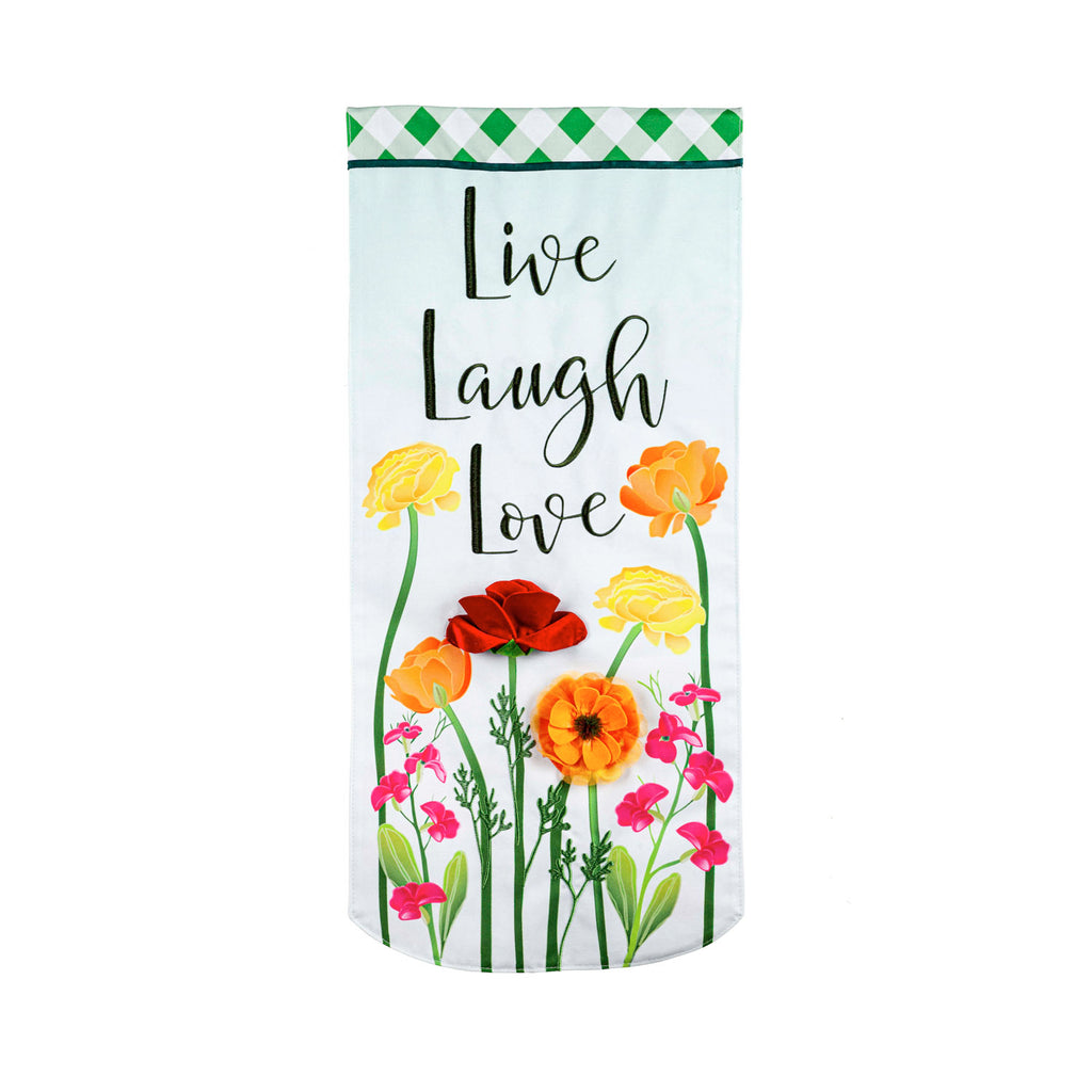 Evergreen Live Laugh Love Floral Everlasting Impressions Textile Decor