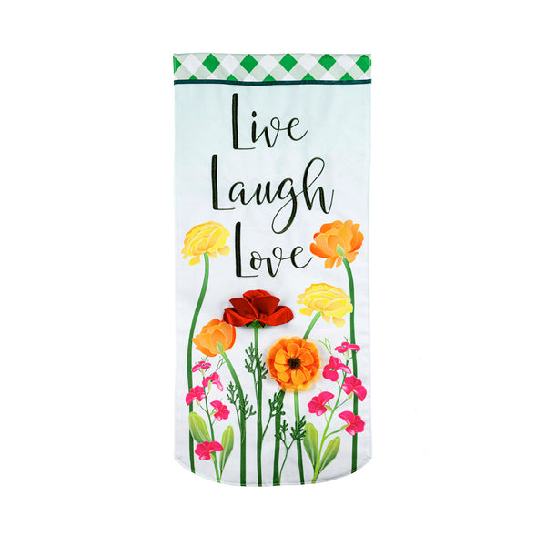Evergreen Live Laugh Love Floral Everlasting Impressions Textile Decor