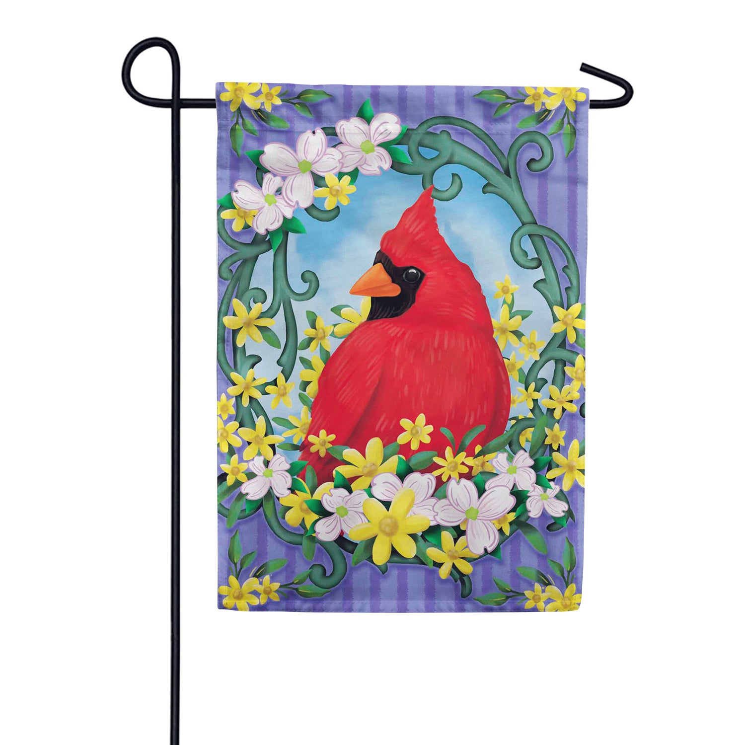 Evergreen Springtime Cardinal Linen Garden Flag