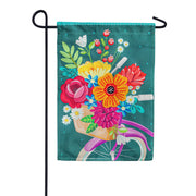 Evergreen Springtime Bicycle Linen Garden Flag