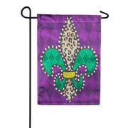 Evergreen Animal Print Fleur De Lis Lustre Garden Flag