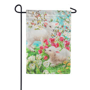 Evergreen Easter Lambs Lustre Garden Flag
