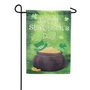 Evergreen Pot of Gold Lustre Garden Flag