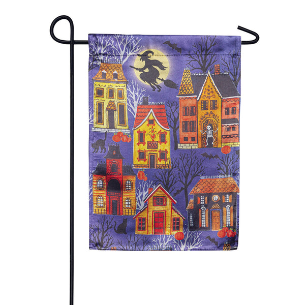 Evergreen Lustre Garden Flag - Halloween Village