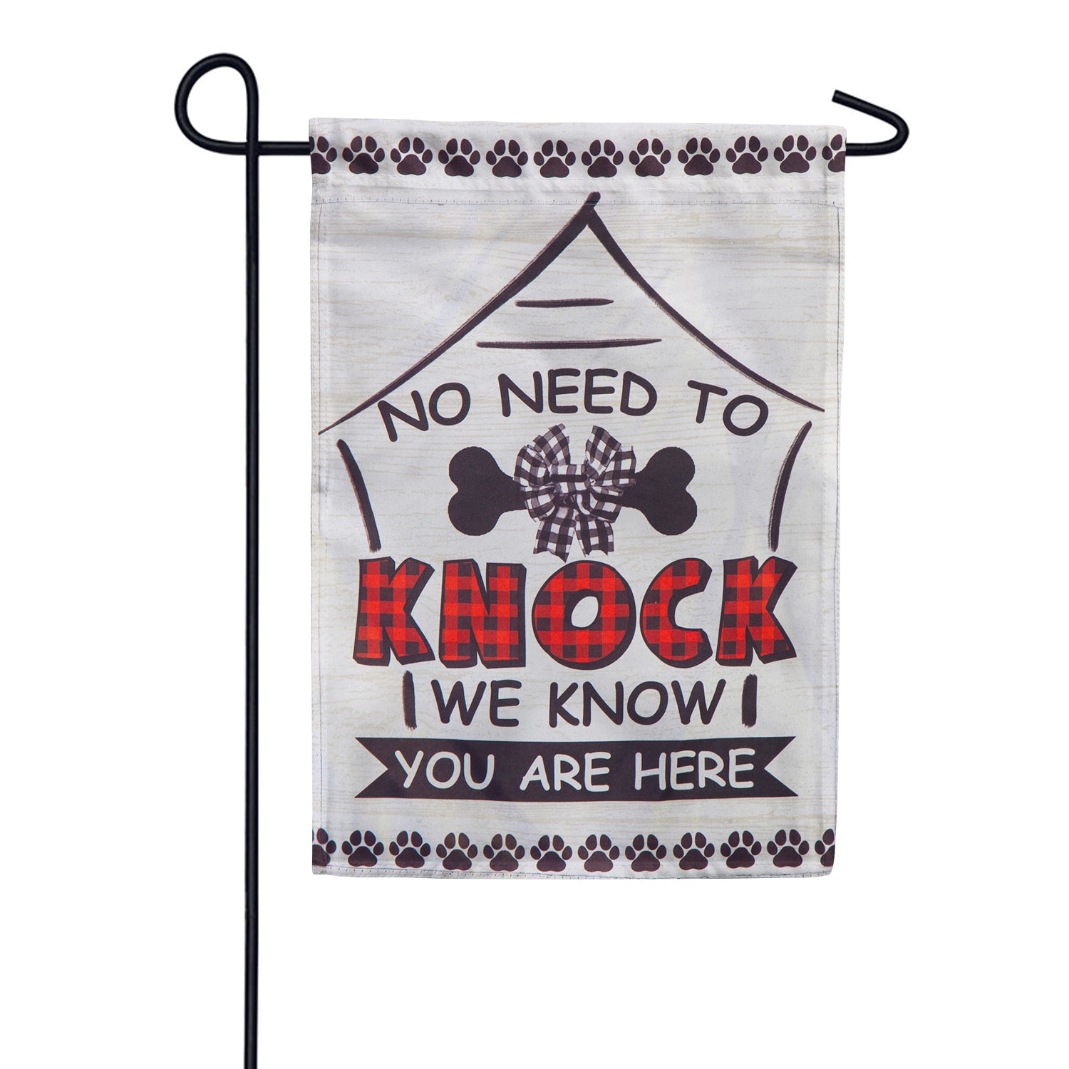 No Need to Knock Buffalo Check Suede Garden Flag