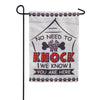 No Need to Knock Buffalo Check Suede Garden Flag