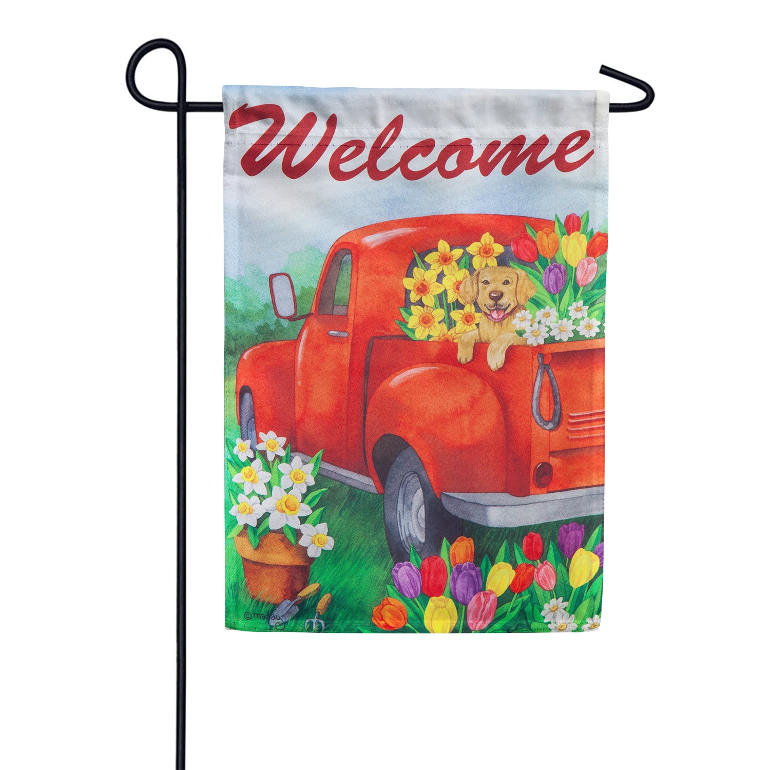 Tulip Truck Suede Garden Flag