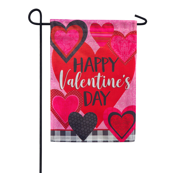 Patterned Valentine Hearts Suede Garden Flag