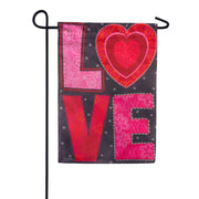 Love Heart Suede Garden Flag