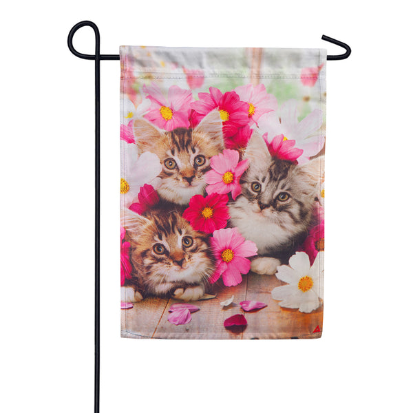 Flower Kittens Suede Garden Flag