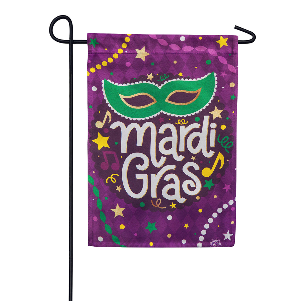 Mardi Gras Party Suede Garden Flag