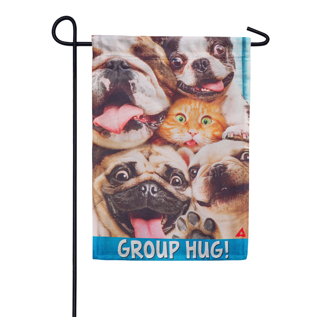 Group Hug Puppies Suede Garden Flag