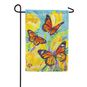 Tulip and Butterfly Suede Garden Flag