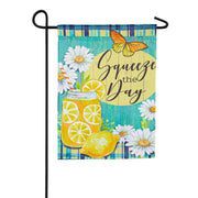 Evergreen Suede 2-Sided Garden Flag - Squeeze the Day Mason Jay