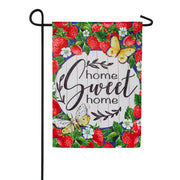 Evergreen Suede 2-Sided Garden Flag - Home Sweet Home Strawberries