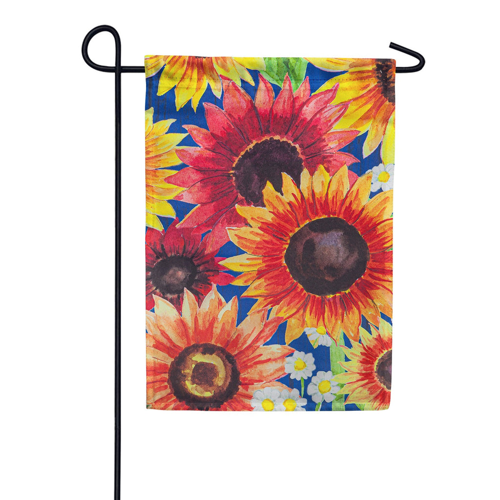 Evergreen Suede 2-Sided Garden Flag - Multi-Color Sunflowers
