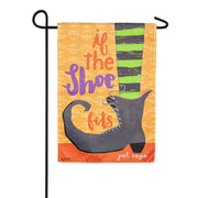 Evergreen Suede 2-Sided Garden Flag - If the Shoe Fits