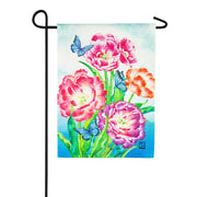 Evergreen Blooming Tulips Waffle Garden Flag