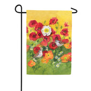 Evergreen Poppy Fields Waffle Garden Flag