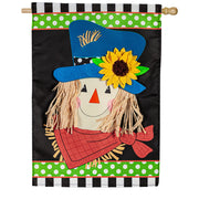 Evergreen Applique House Flag - Scarecrow Friend