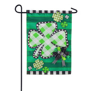 Check Clover Applique Garden Flag