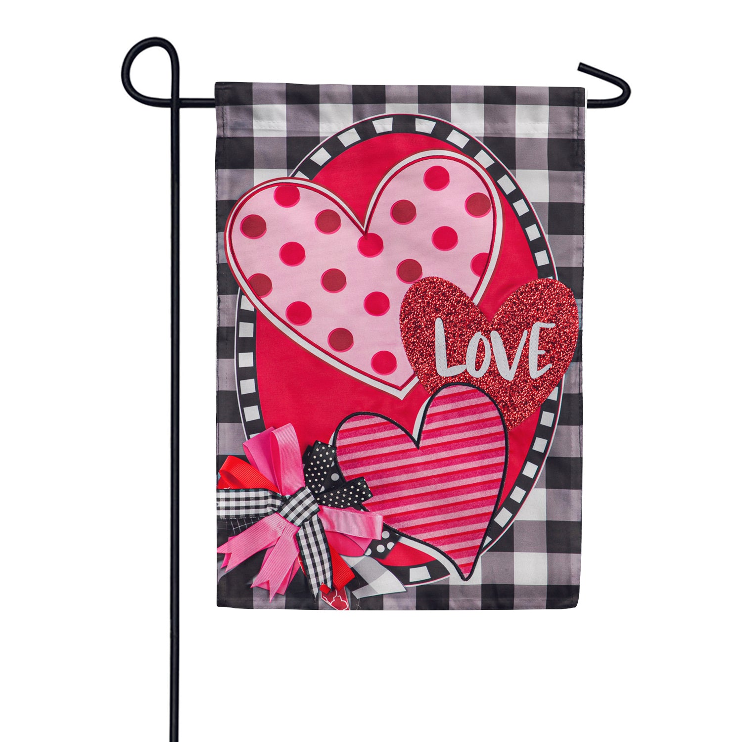 Hearts and Love Applique Garden Flag