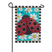 Evergreen Applique Garden Flag - Ladybug with Daisies