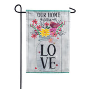 Evergreen Applique Garden Flag - Wildflower Mason Jar