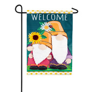 Evergreen Applique Garden Flag - Flower Pot Gnomes