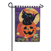 Evergreen Applique Garden Flag - Trick or Treat Kitten