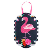 Evergreen  Flamingo Stripes and Flowers Door Decor