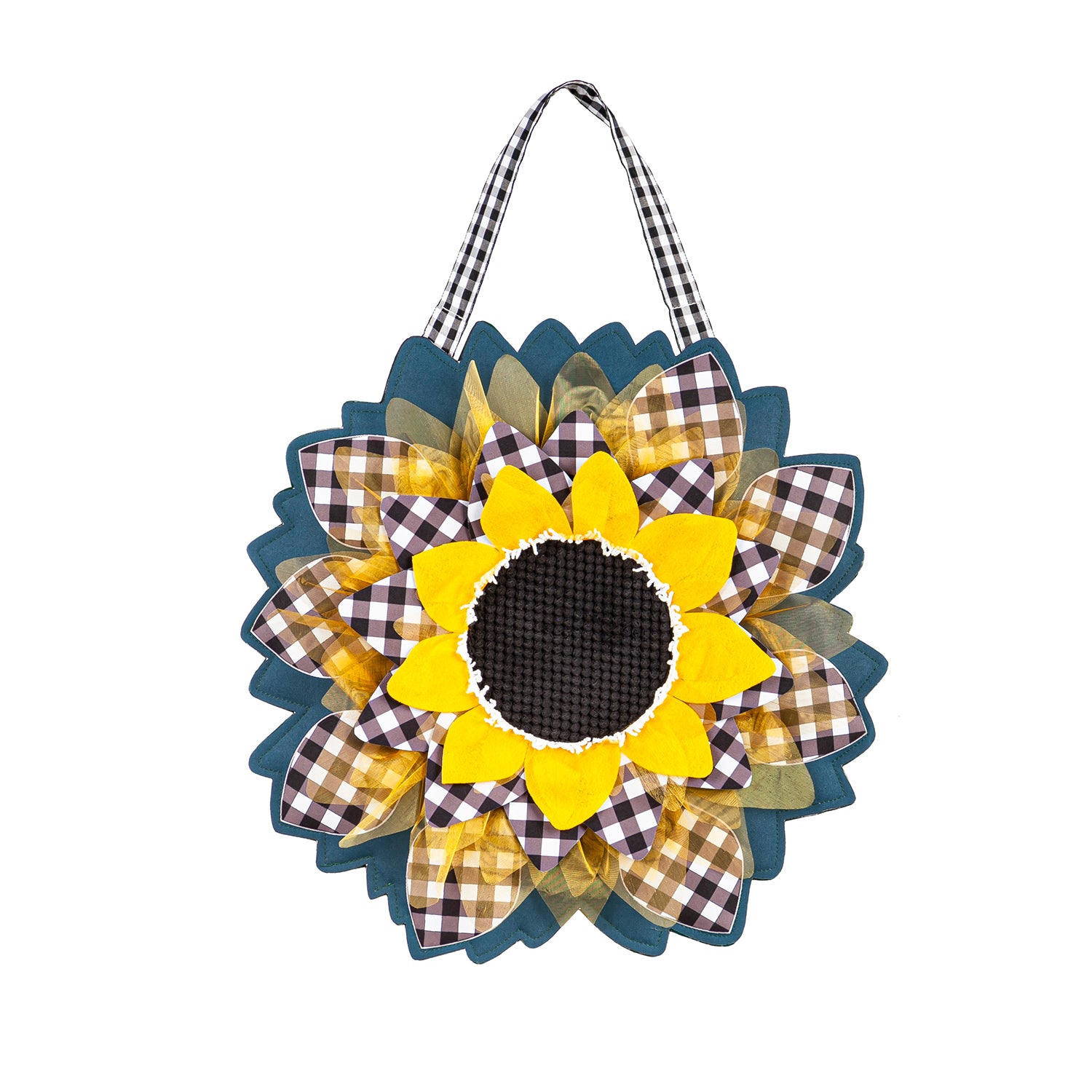 Evergreen Sunflower with Check Door Decor