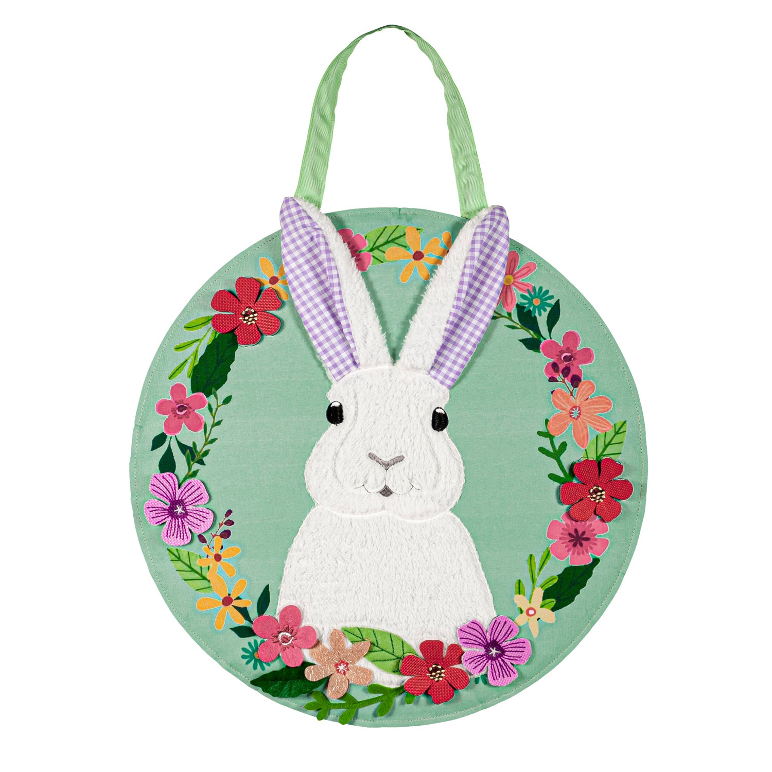 Evergreen Gingham Bunny Door Decor