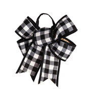Evergreen Perfectly Paired Black and White Buffalo Plaid Door Tag Bow