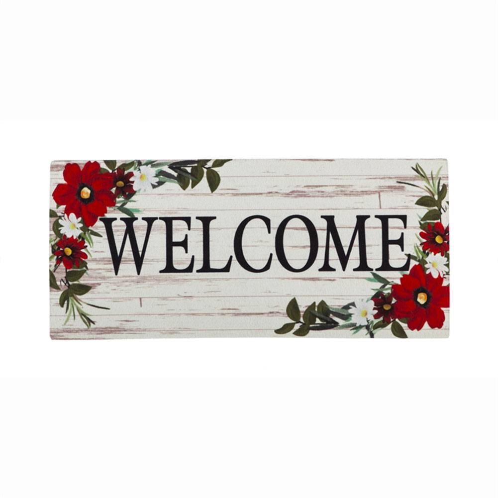 Red Floral Welcome Sassafras Switch Mat (22