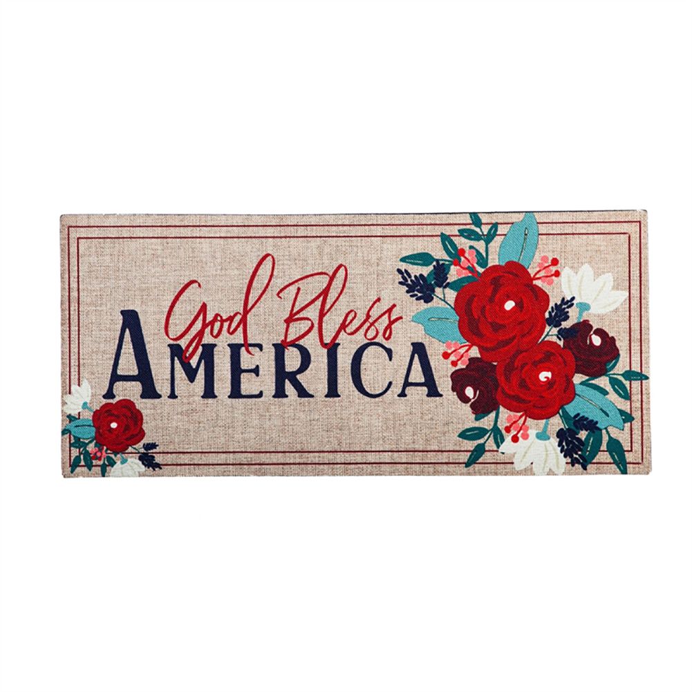 Patriotic Floral God Bless America Sassafras Switch Mat (22" x 10")