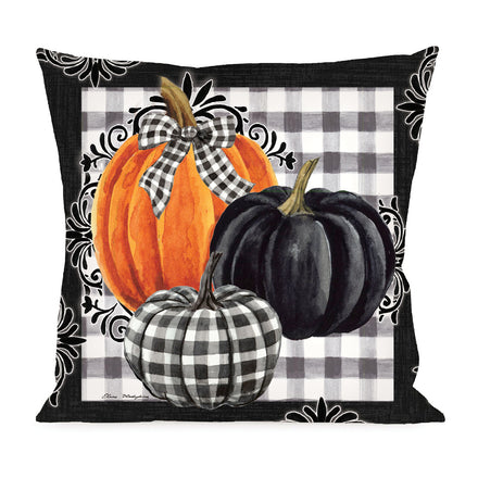 Pumpkin Check Pillow Cover