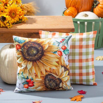 Farmhouse Fall Wreath Pillow Cover