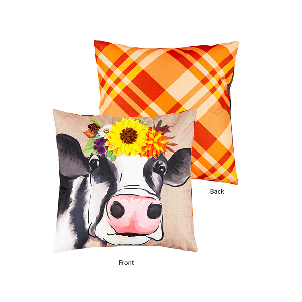 Fall Cow Pillow Cover