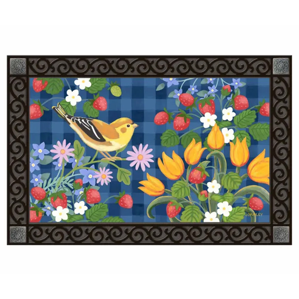 Magnet Works Strawberry Floral Door Mat