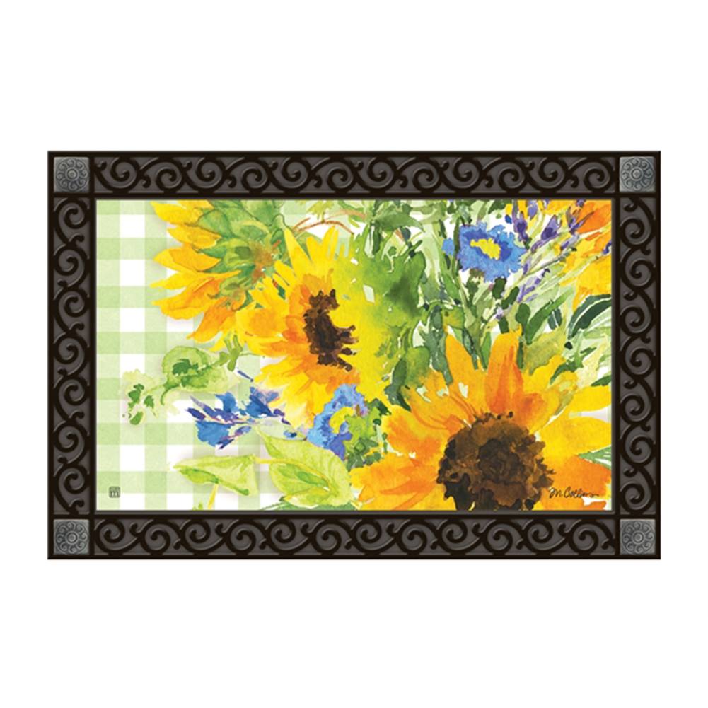 Sunflowers on Gingham Door Mat