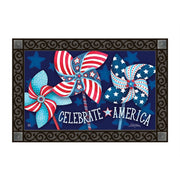 Patriotic Pinwheels Door Mat