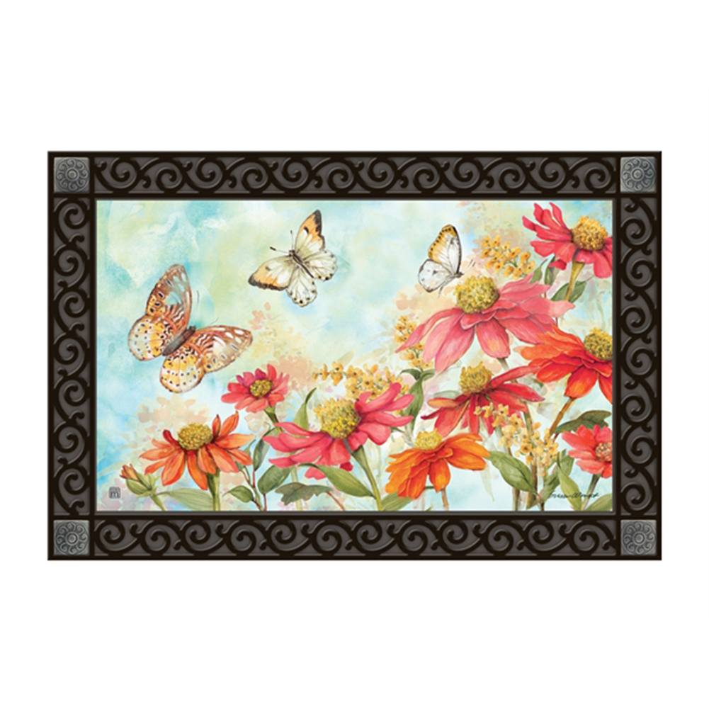 Summer Zinnias Door Mat