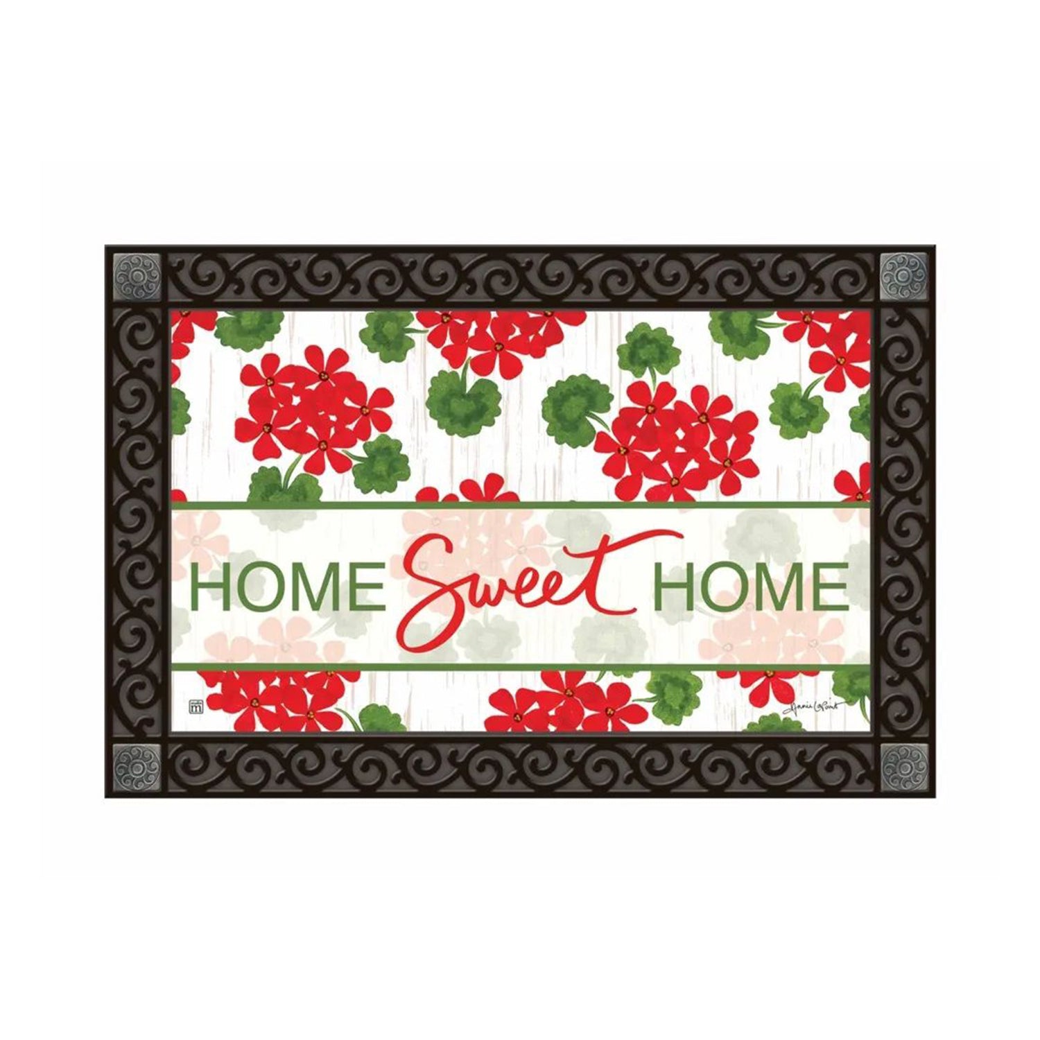 Red Geraniums Door Mat