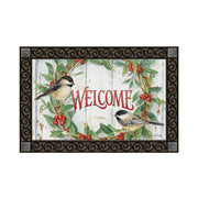 Chickadee Wreath Door Mat