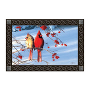 Cardinals in Snow Door Mat