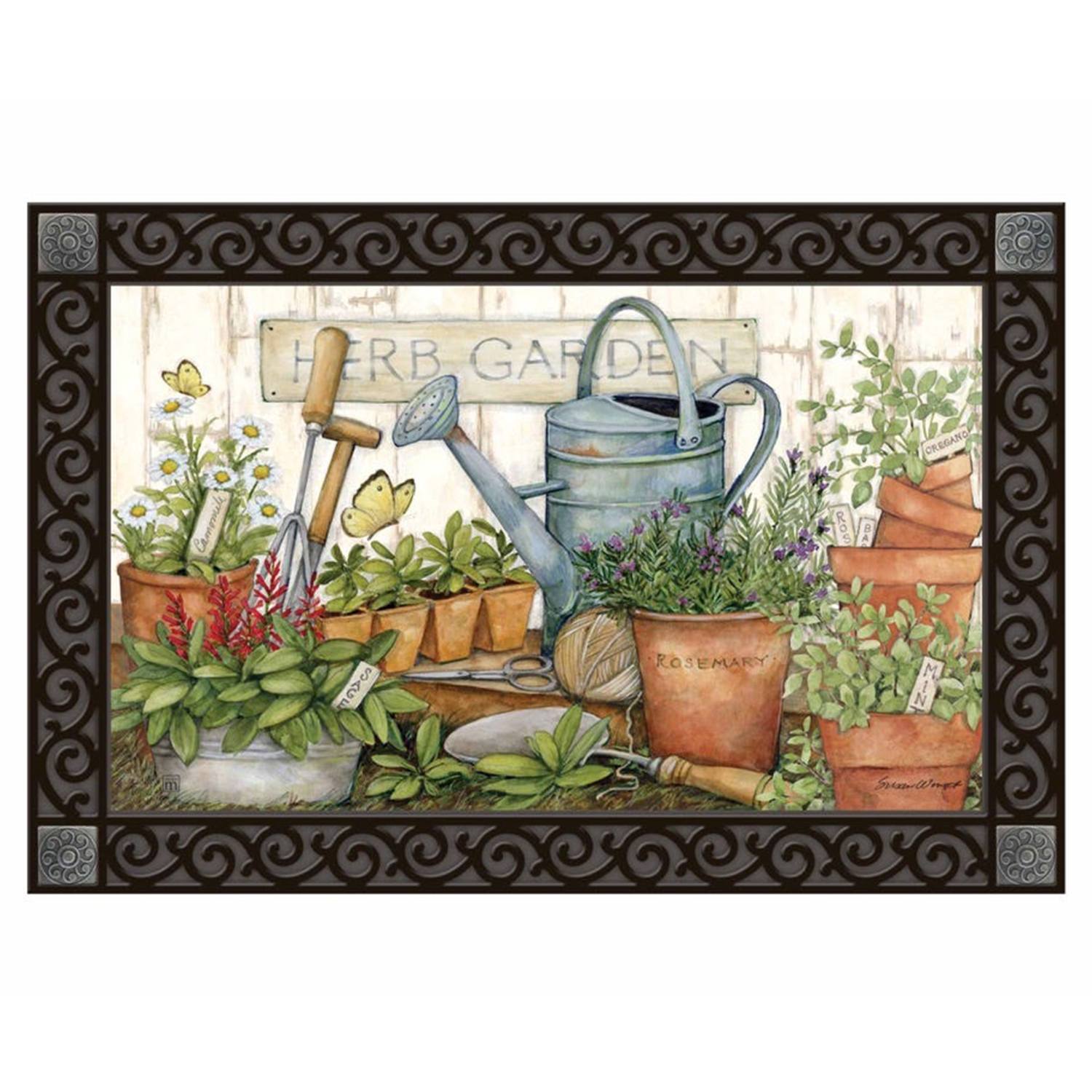 Planting Herbs Door Mat