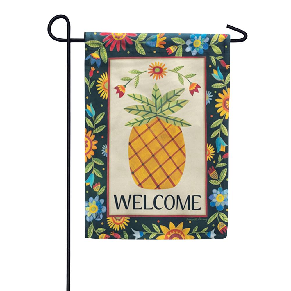 Floral Pineapple Garden Flag