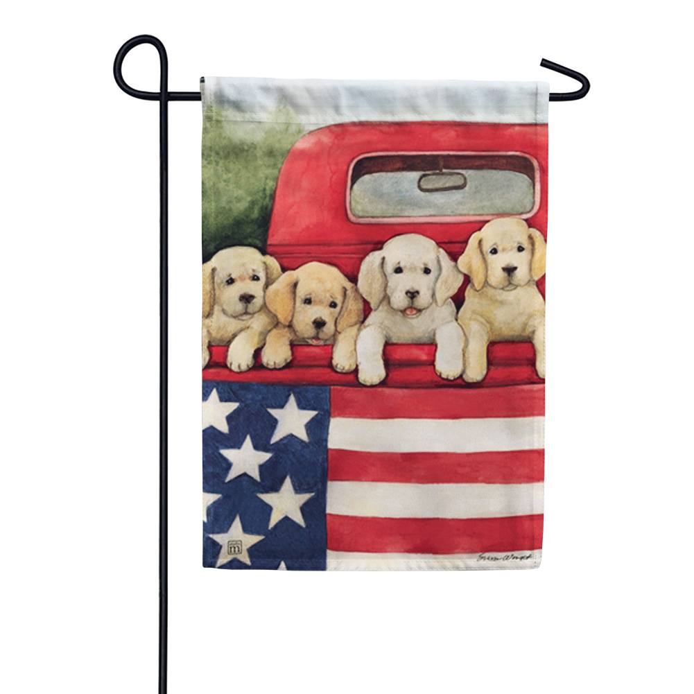 Patriotic Puppies Garden Flag