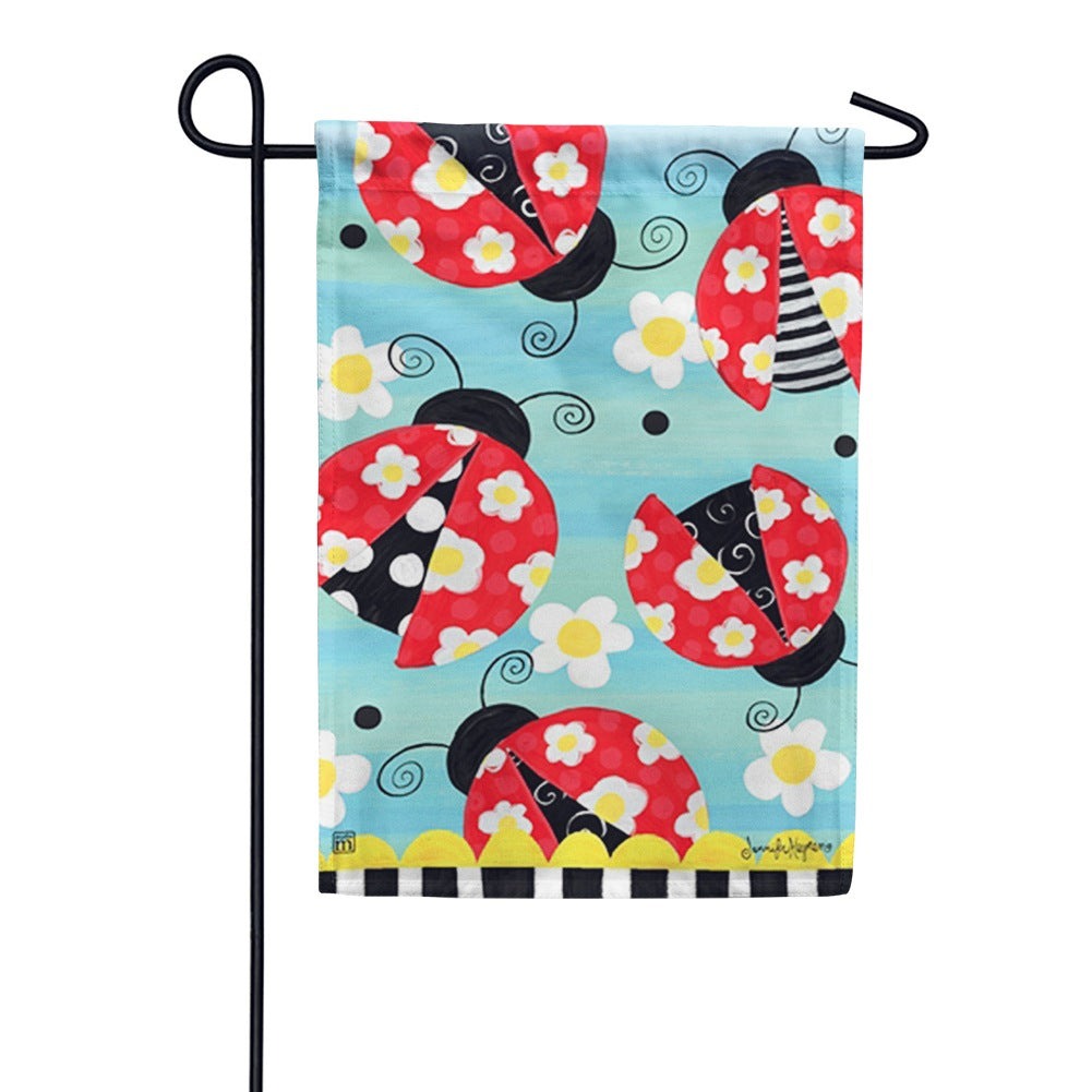 Folk Ladybugs Garden Flag
